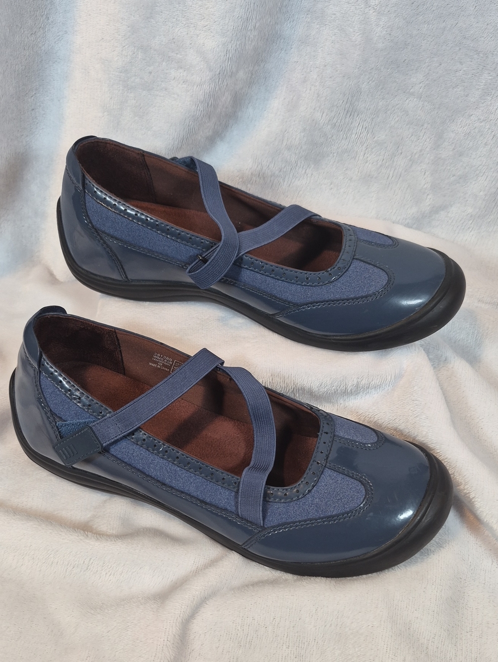 Lands' End Navy Blue Mary Jane Flats with Cross Straps